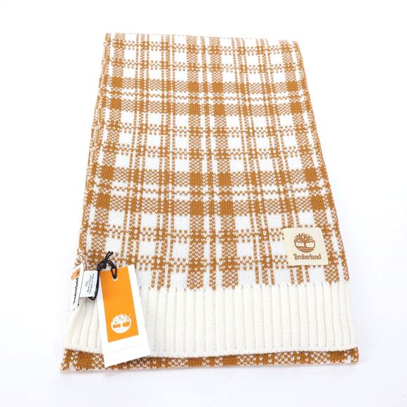 Timberland Buffalo Plaid Winter Scarf - Brown/Cream - NWT - Picture 2 of 8